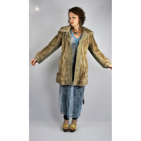 LILLI ANN Faux Fur & Leather Coat Jacket Pockets Belted Coat - Almost Famous S M - Picture 3 of 5